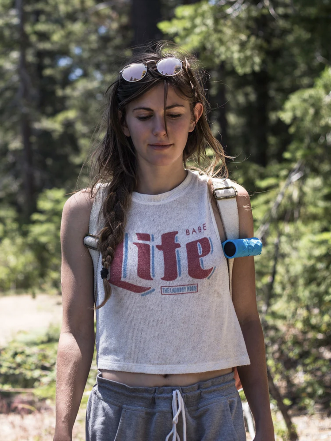 Outdoor Tech Buckshot bluetooth speaker on backpack strap