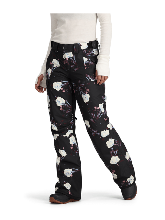 women's The North Face ski pants, black with white flowers