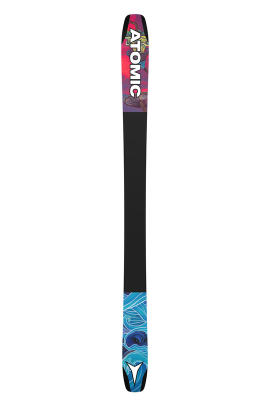 bottom of Atomic Bent 100 skis, multicolor