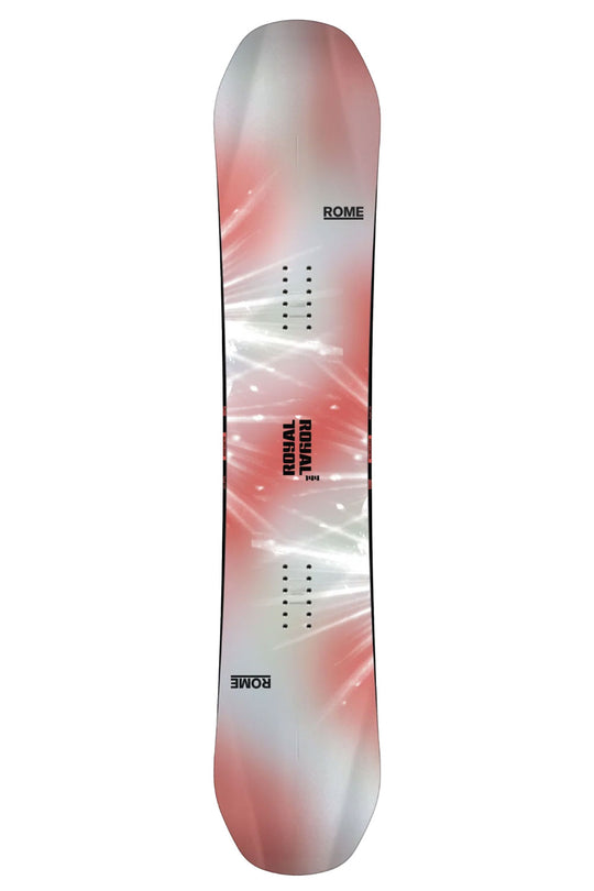 Snowboard with 'Rome' branding on a white background