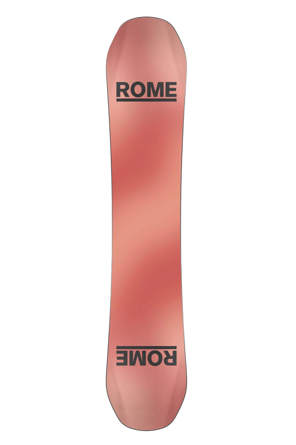 Pink snowboard with 'Rome' branding on a white background