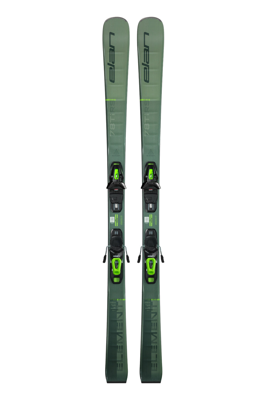 men's Elan Element 80 TI RS skis, green with black and green bindings