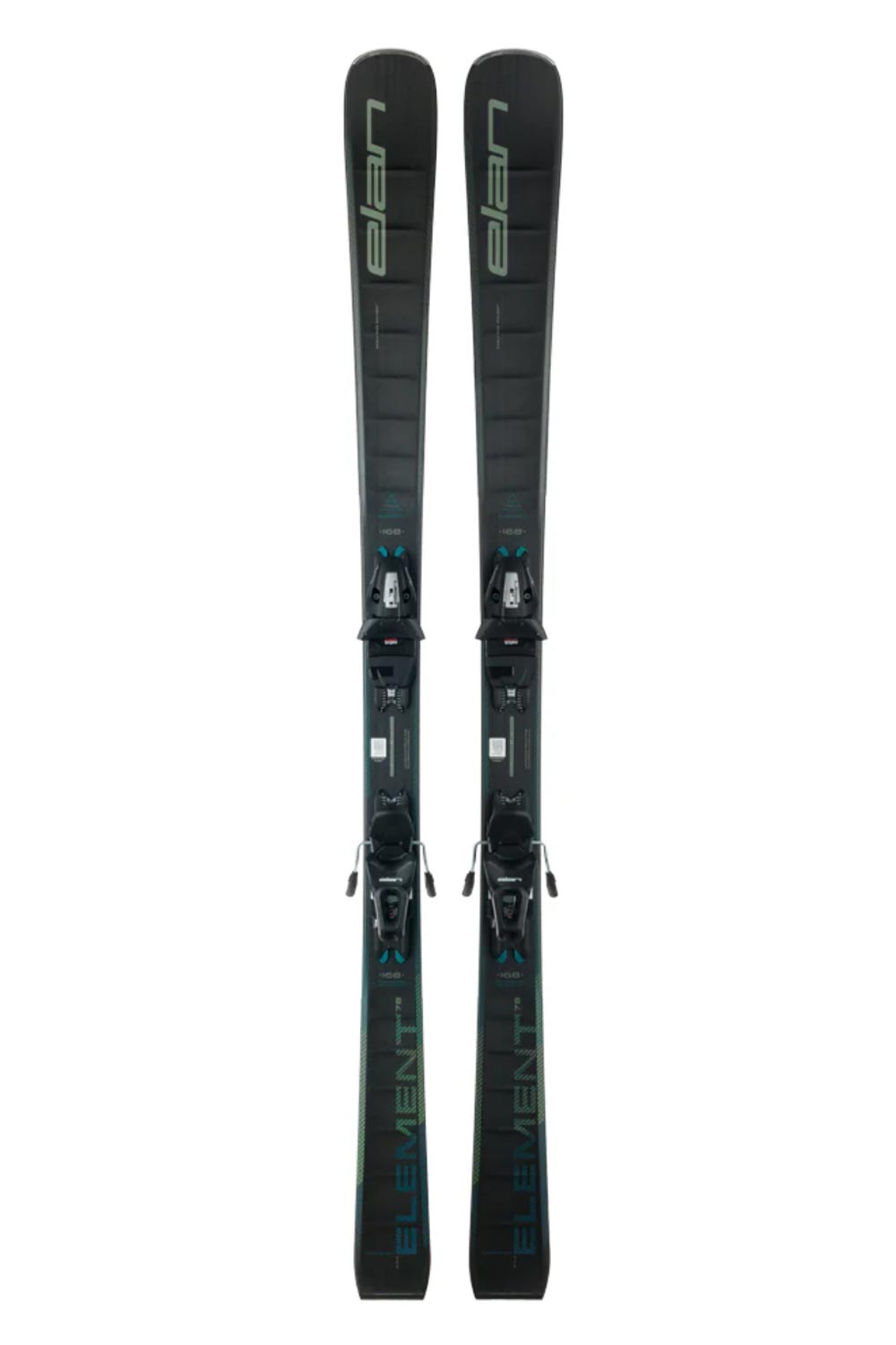 Elan Element skis with bindings.  Black skis and black bindings