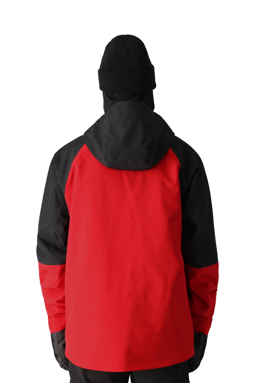 Men's 686 Hydra Thermagraph snowboard jacket, black on top, red on bottom