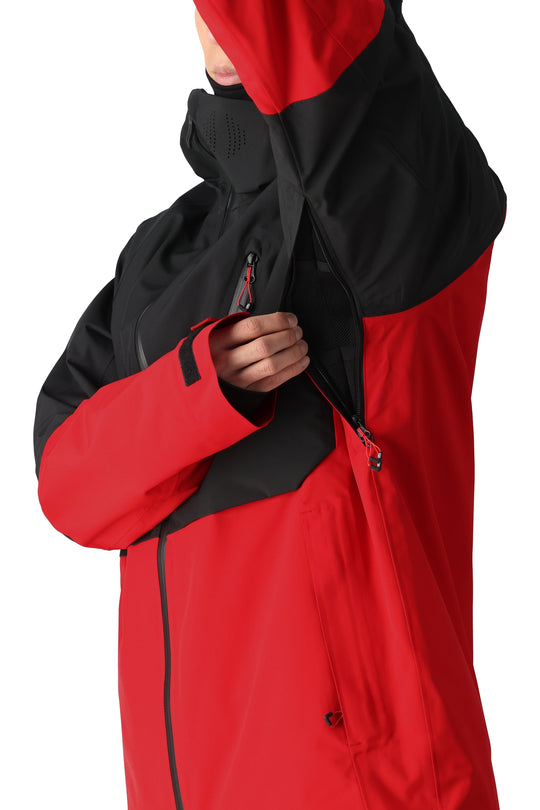 Men's 686 Hydra Thermagraph snowboard jacket, black on top, red on bottom