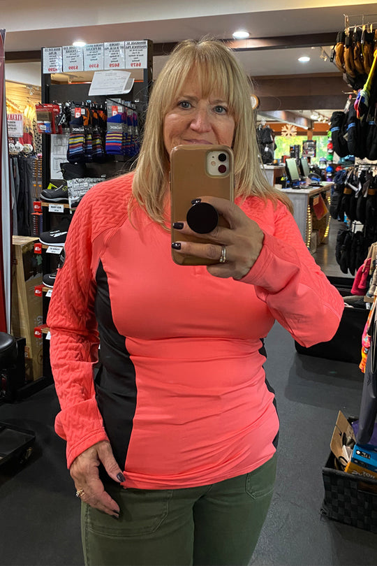 women's Icepeak Faribault midlayer top, pink and black