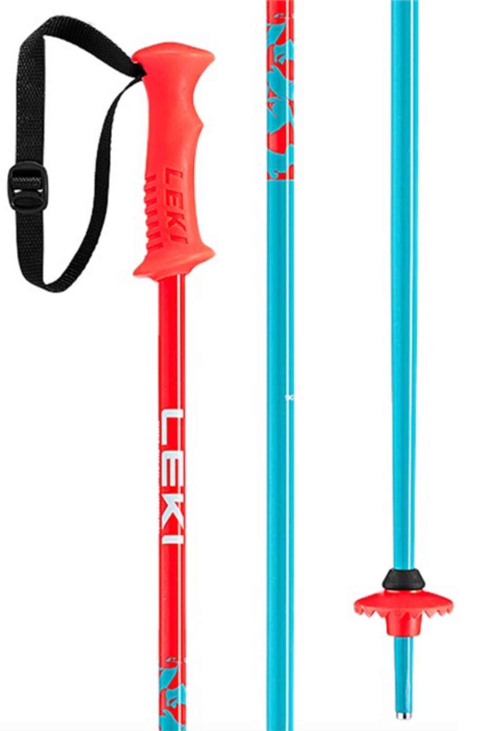 Kids' Leki Rider ski poles, red and turquoise