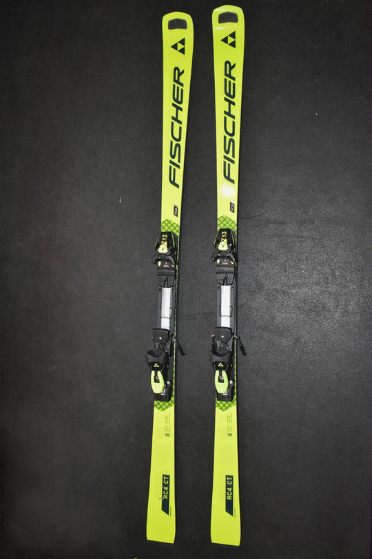 Fischer RC4 World Cup demo skis, yellow with black bindings