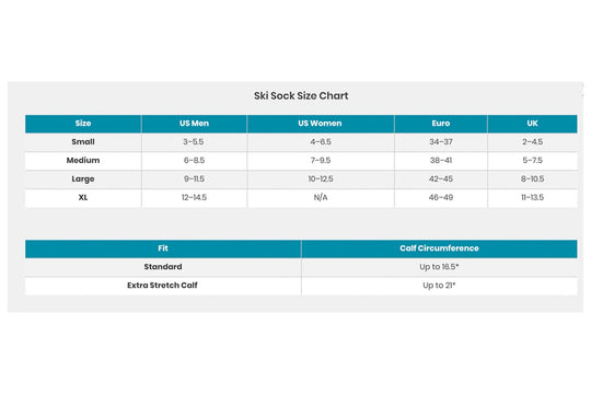 Smartwool socks sizing chart