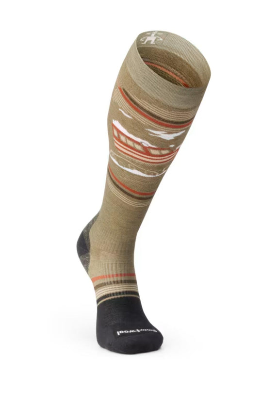 men's Smartwool ski/snowboard sock, moss and brown