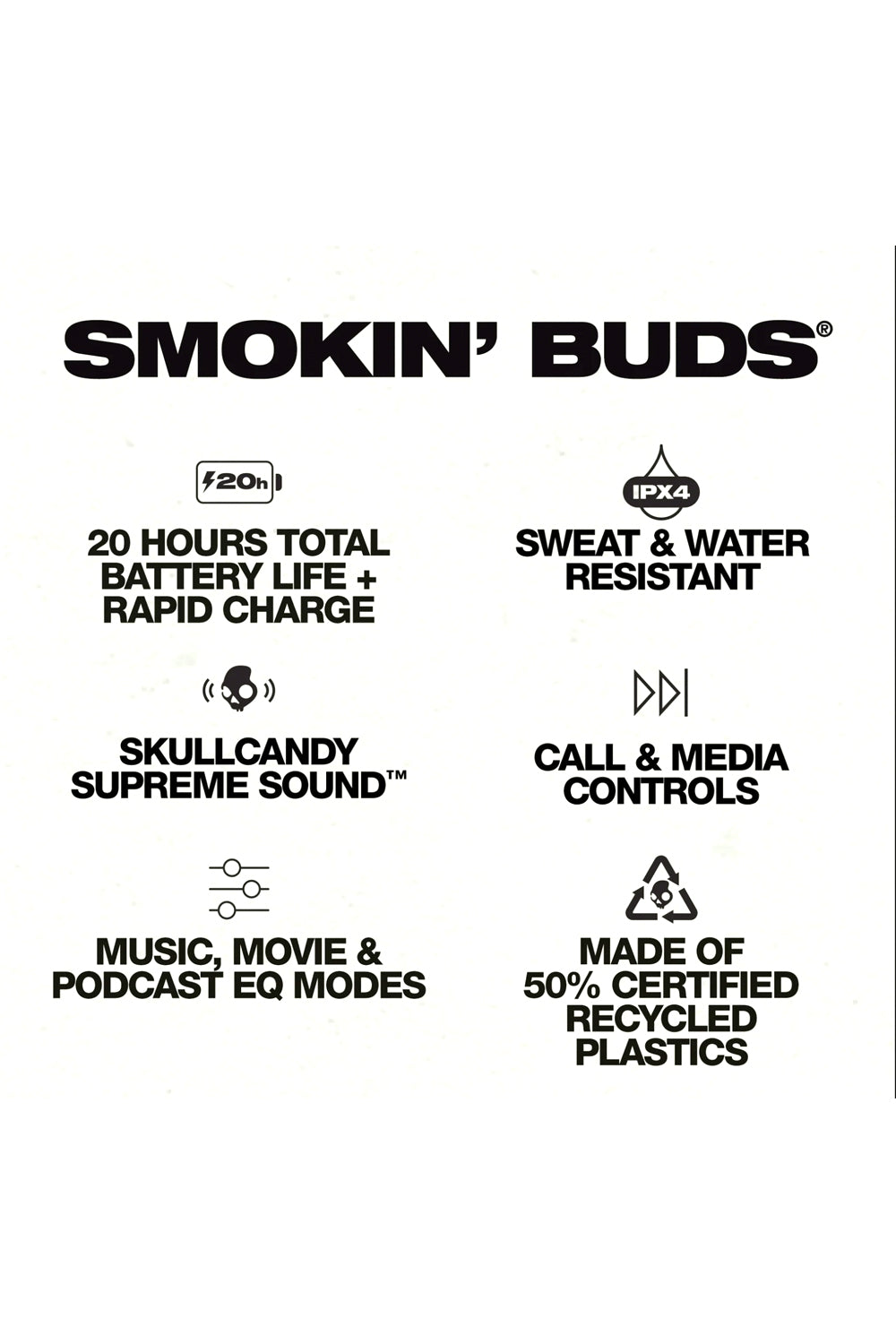 Skullcandy earbuds information sheet