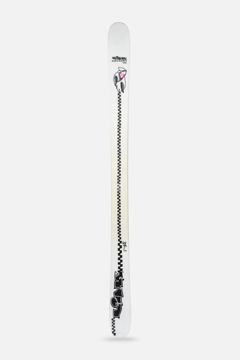 Line Honey Badger skis, whie with black accents