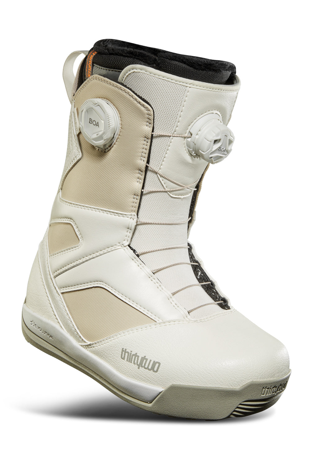 women's ThirtyTwo STW double boa snowboard boot, white and cream