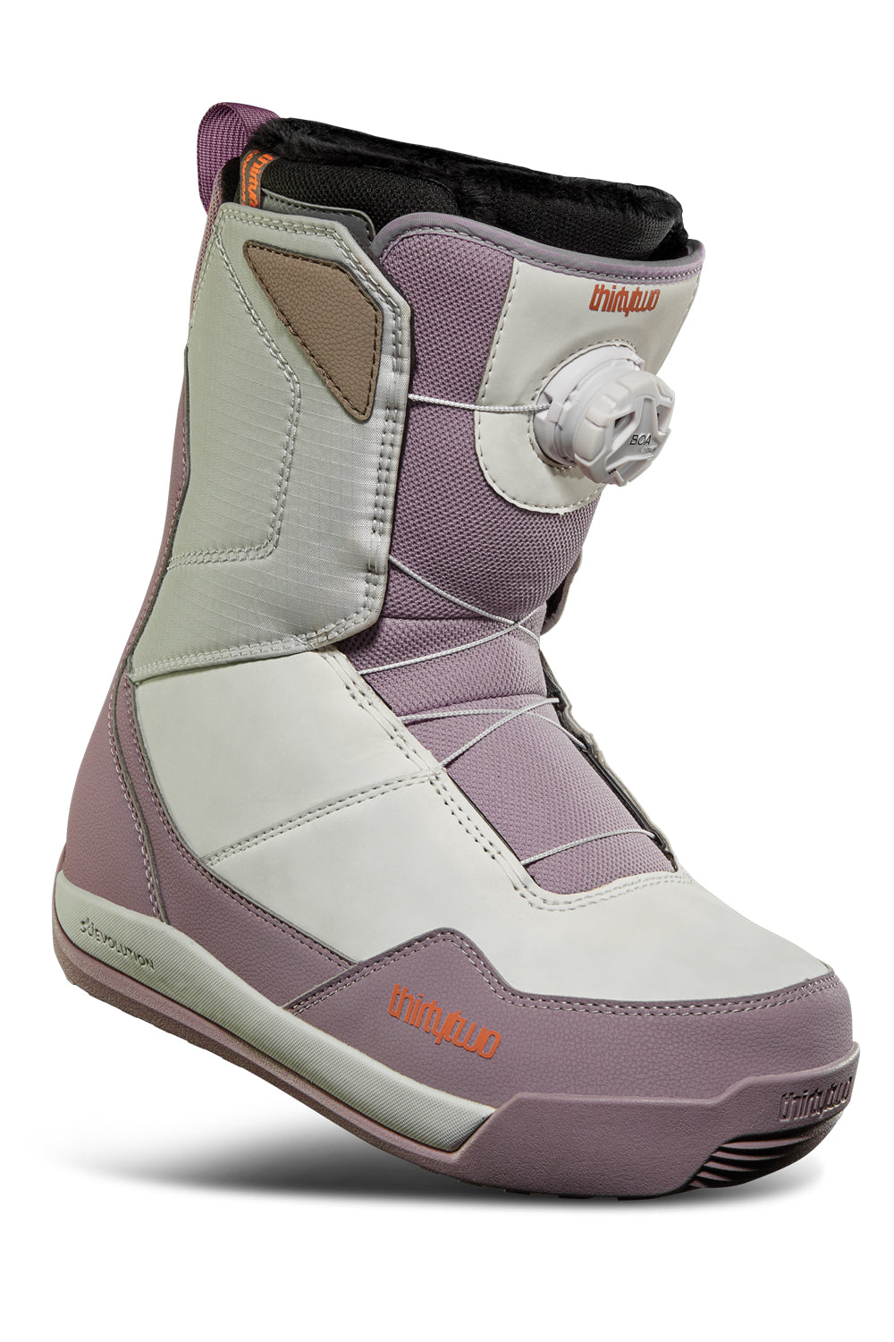women's Thirtytwo Shifty BOA snowboard boots,  purple and white