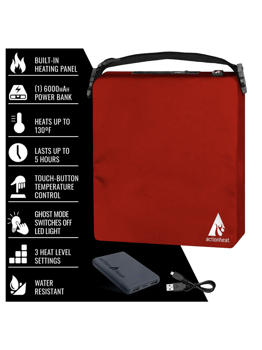 Action Heat heated seat cushion, red