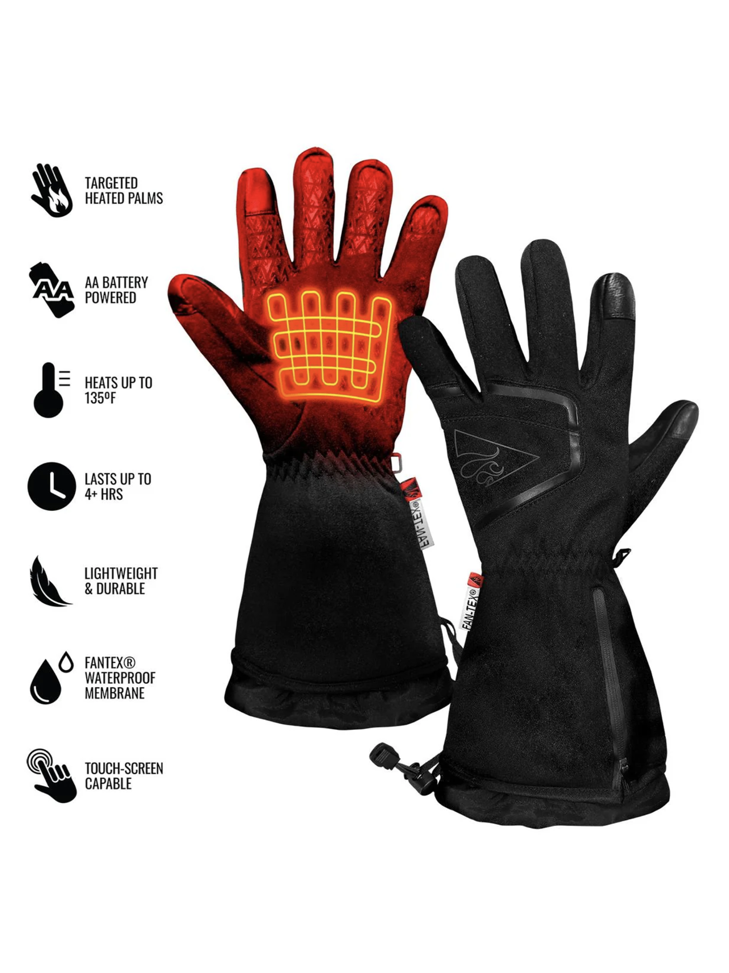 women's ActionHeat heated gloves, black, AAA battery powered