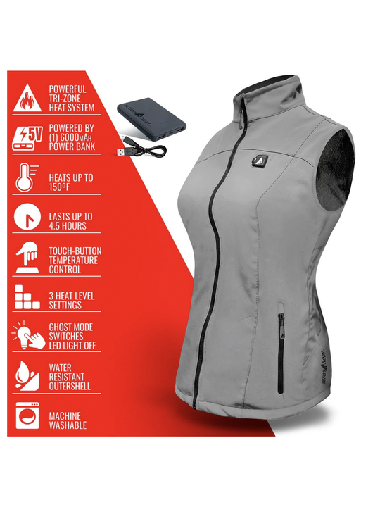 women's ActionHeat heated vest, grey