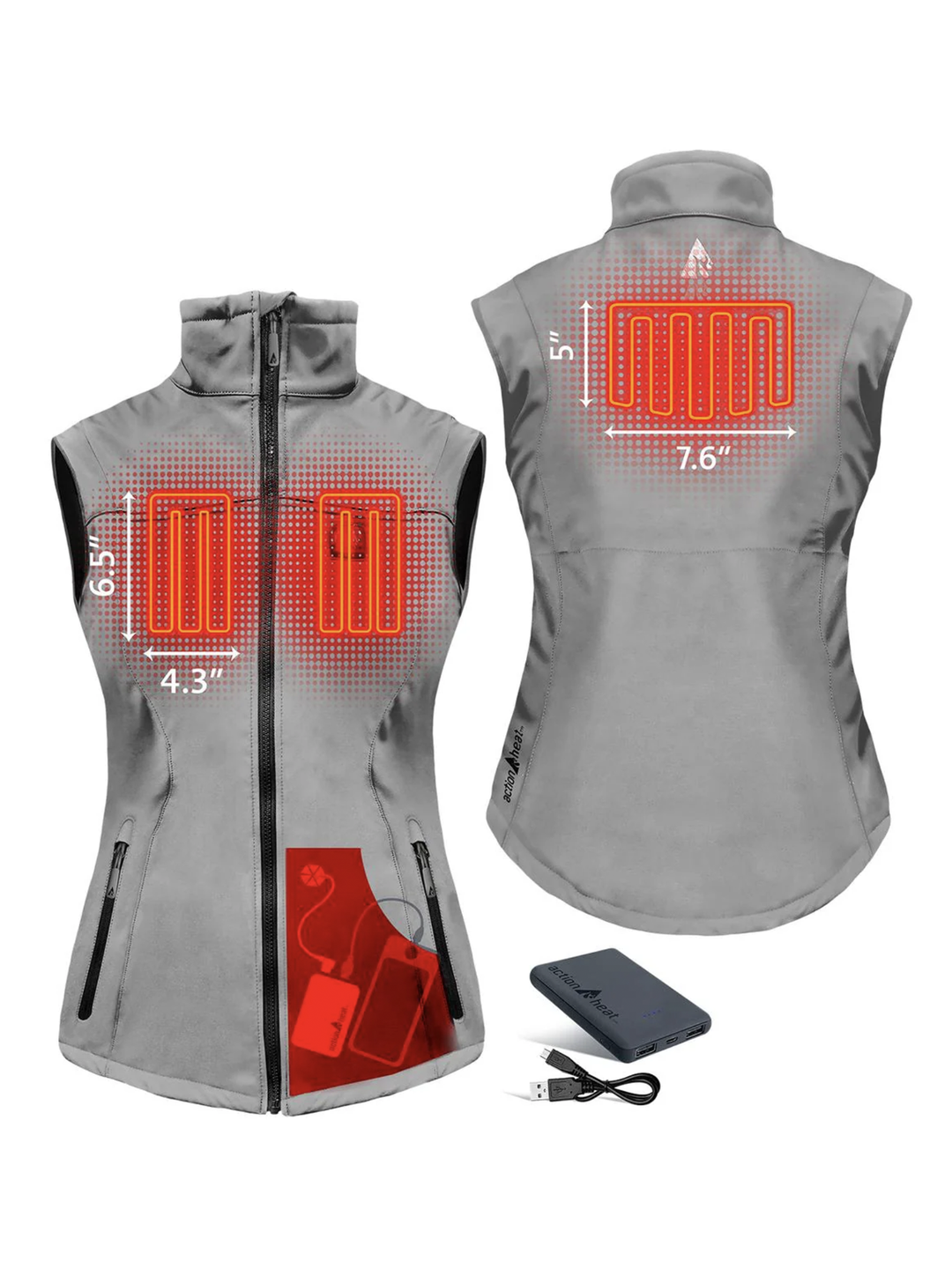 women's ActionHeat heated vest, grey