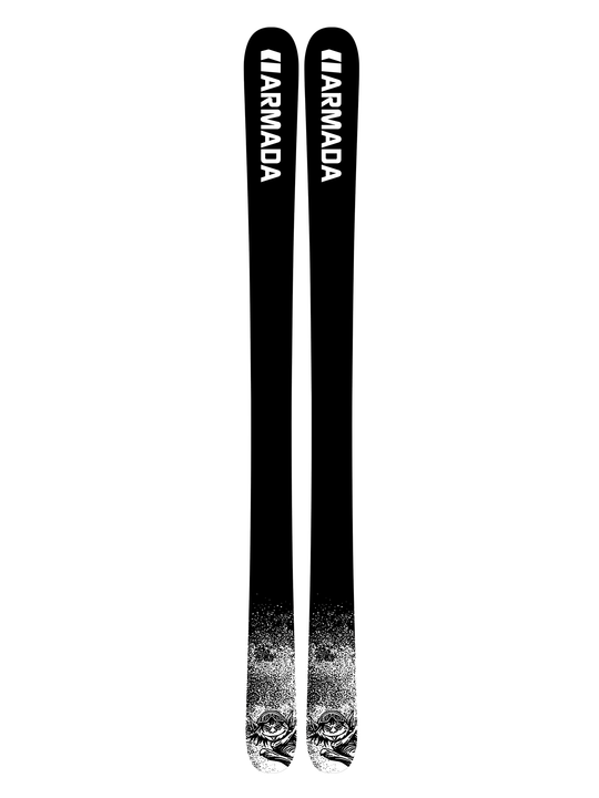 men's Armada Edollo skis, black cityscape scene