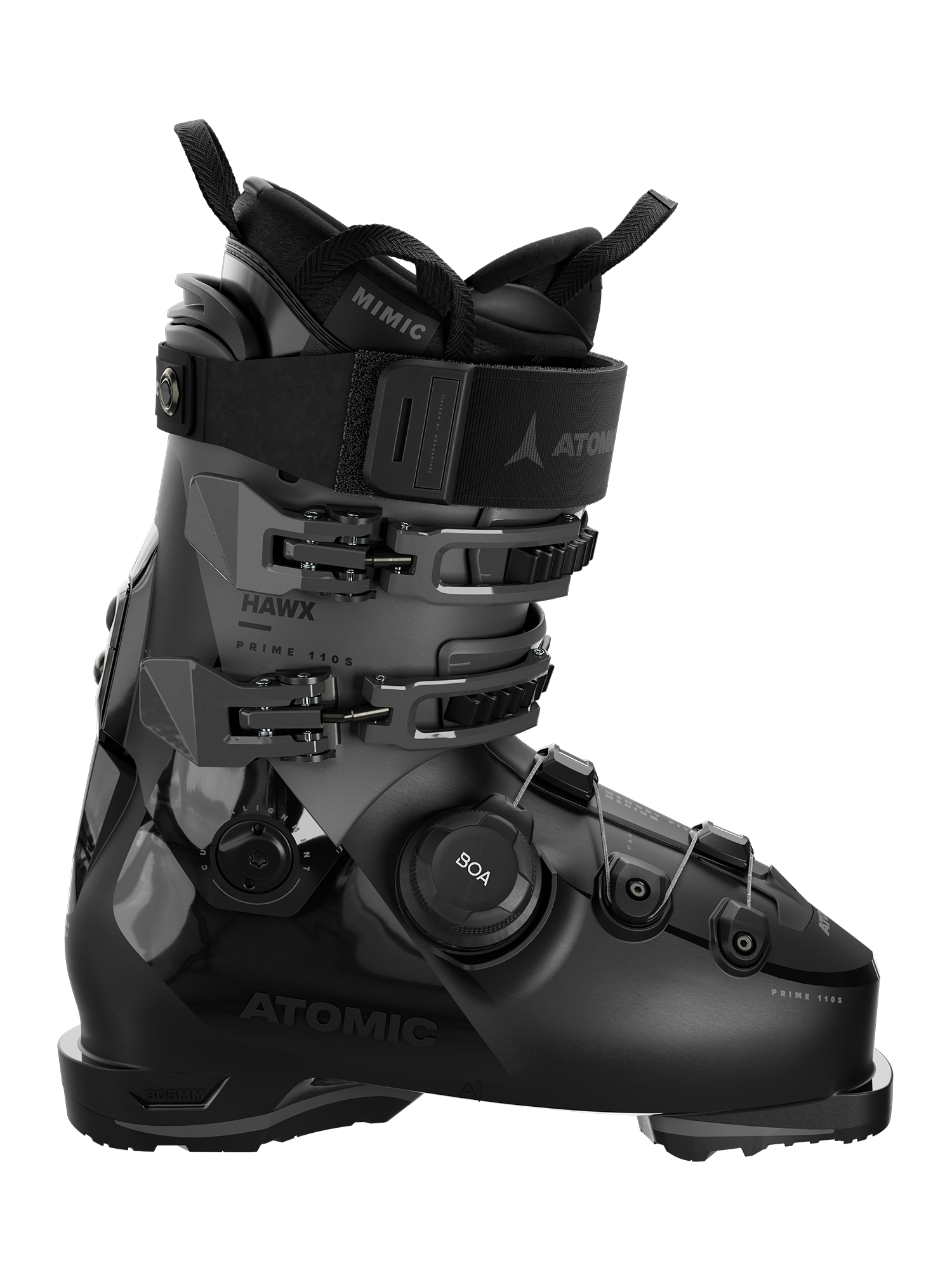 men's Atomic Hawx Prime 110 BOA ski boot, black and gray