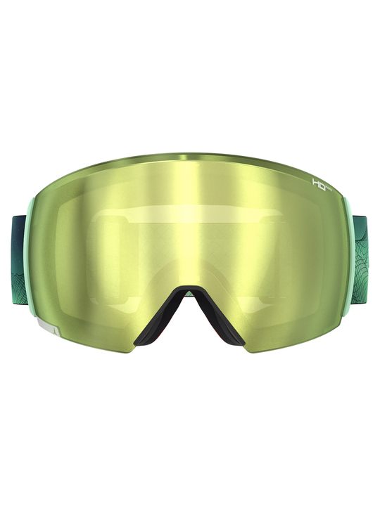 Atomic Revent Goggles, green patterned strap with gold lens