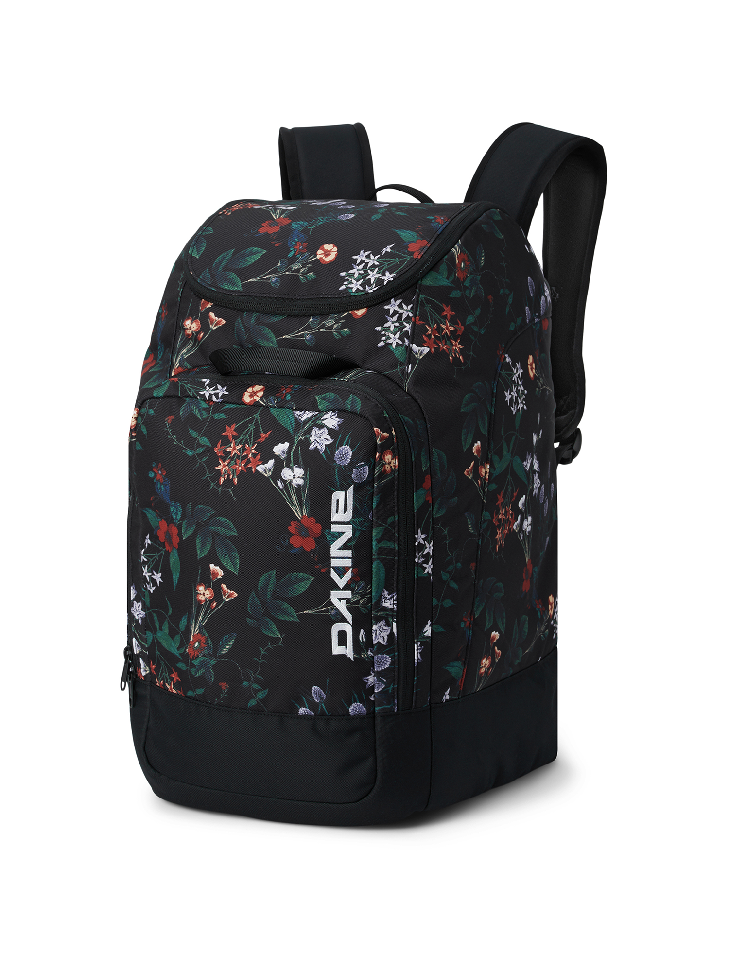 Dakine ski/snowboard boot backpack, black with wildflowers