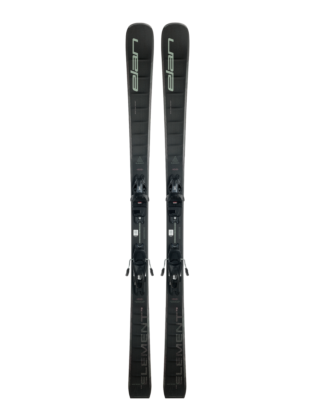 women's Elan Element downhill skis, black with black bindings