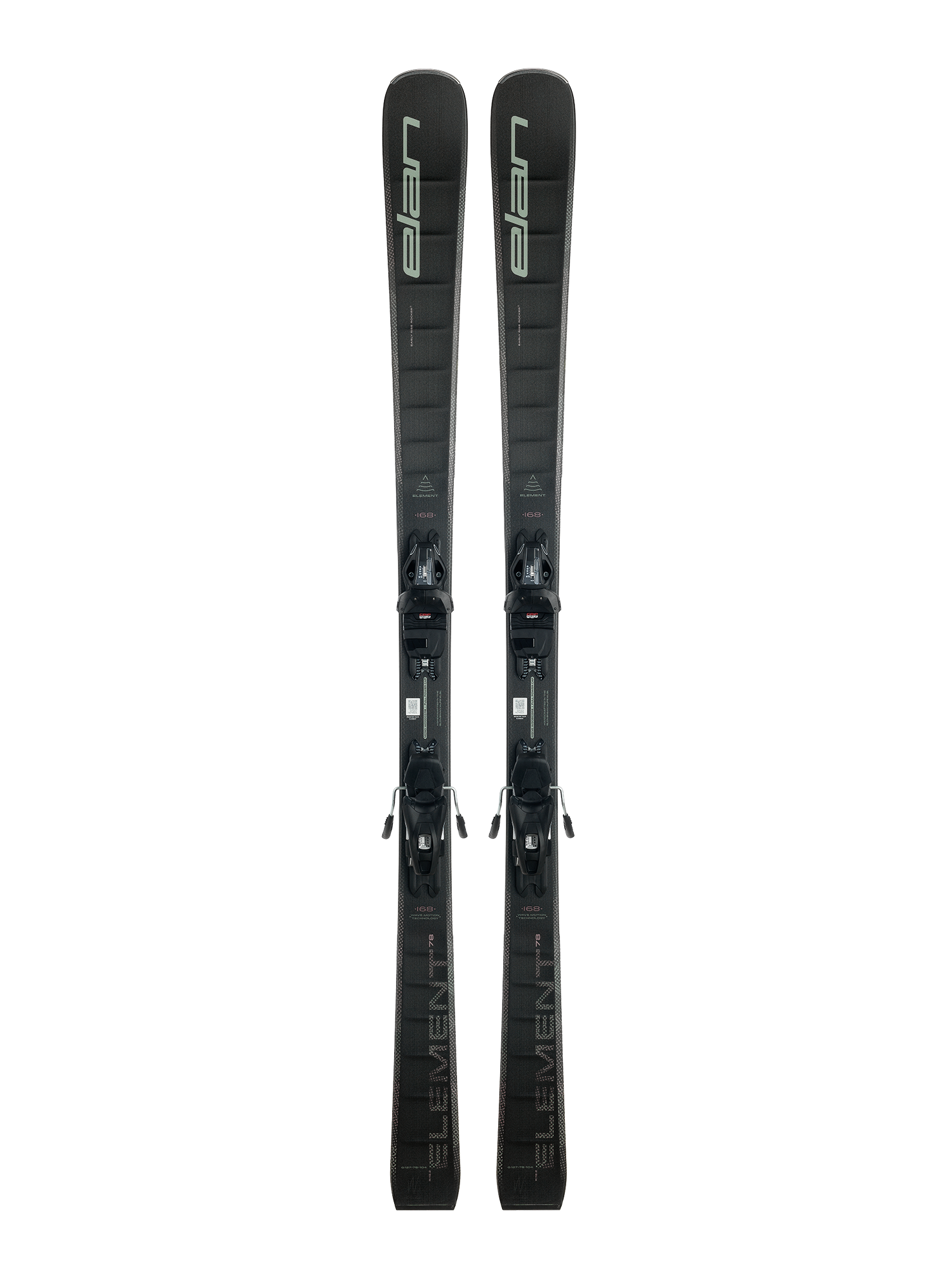 women's Elan Element downhill skis, black with black bindings