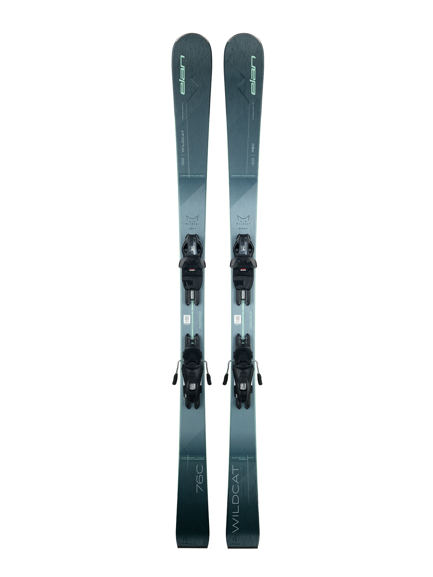 women's Elan Wildcat 76 C system skis, women's, blue skis with black bindings