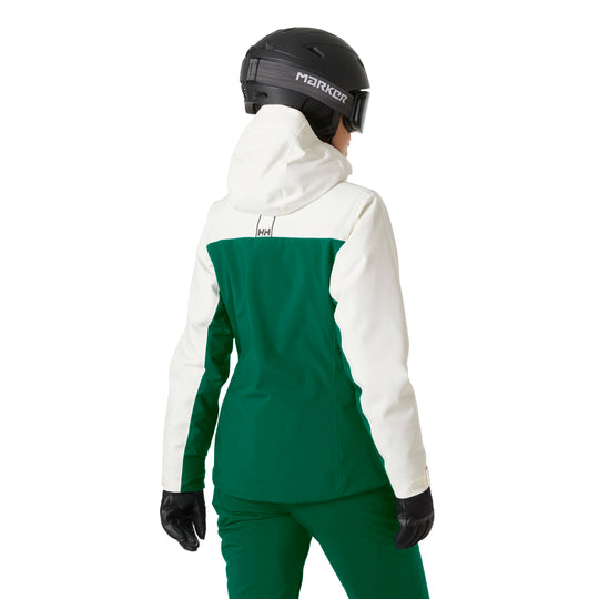 women's Helly Hansen Snowplay ski jacket, green and white