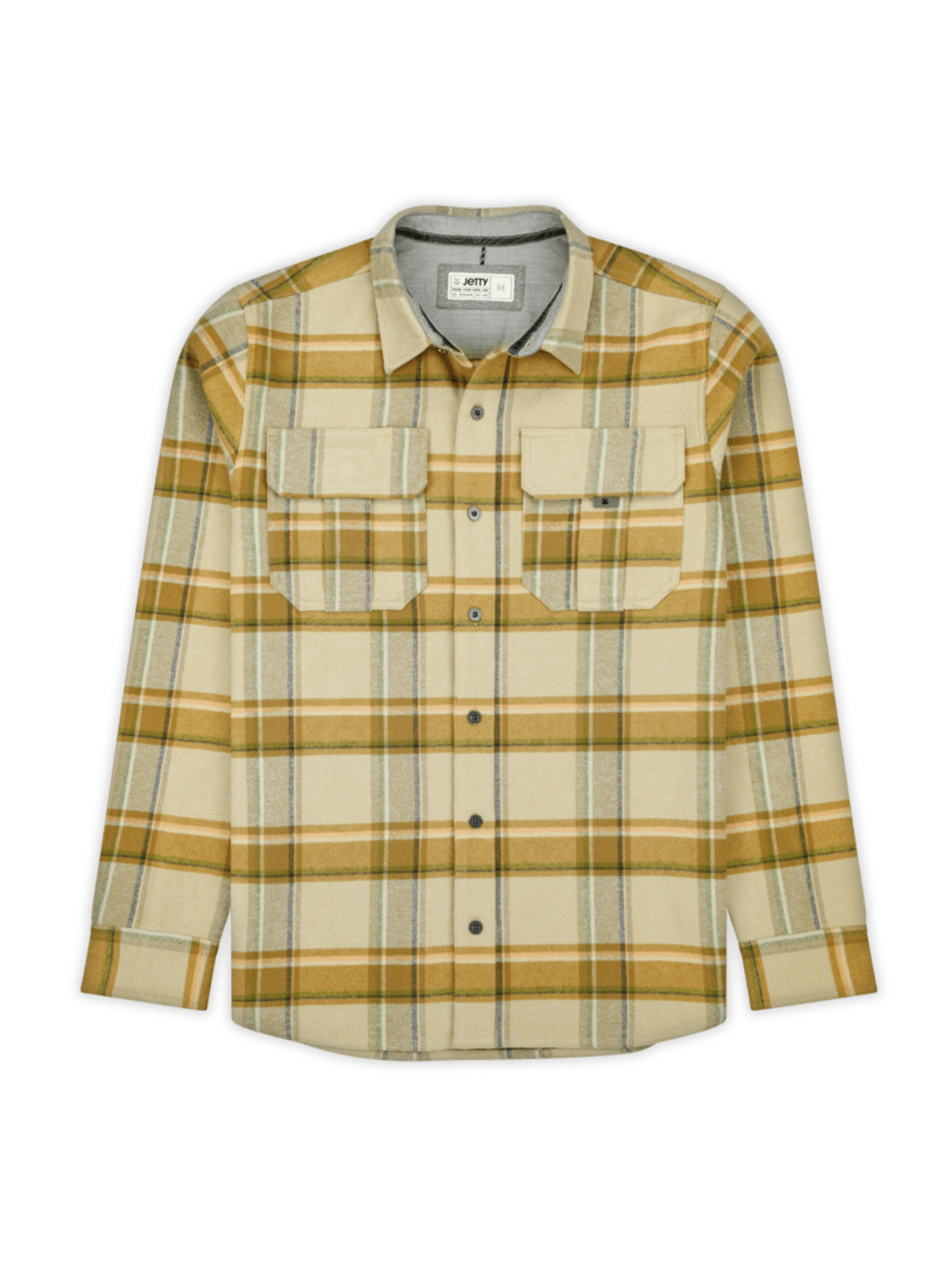 men's flannel, tan