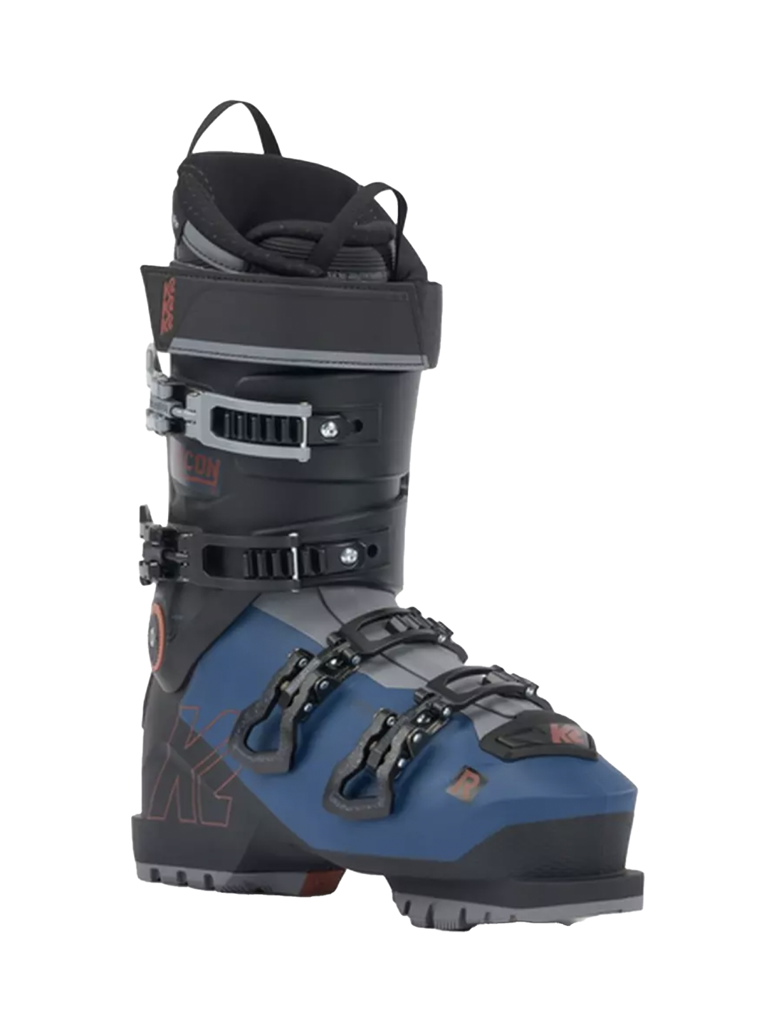 men's K2 Recon ski boots, black, blue and gray