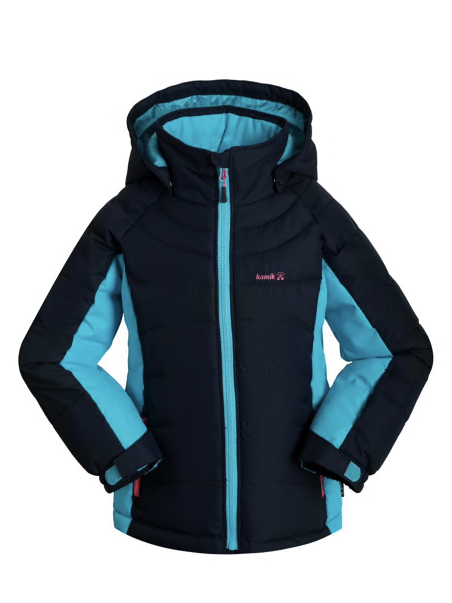 girls' Kamick Aayla ski jacket, midnight blue with light blue accents