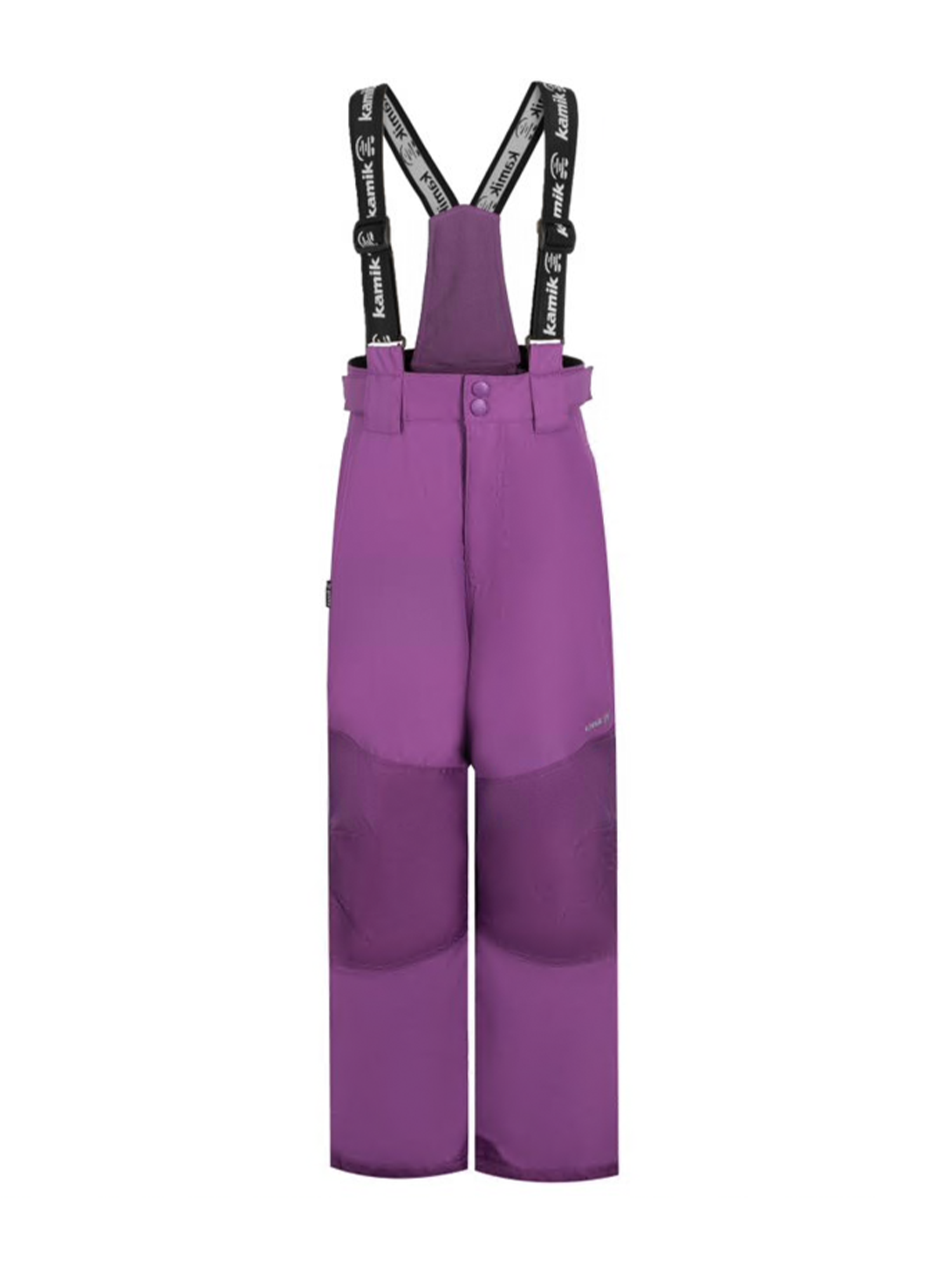 girl's Kamik Bella ski pants, purple with black suspenders