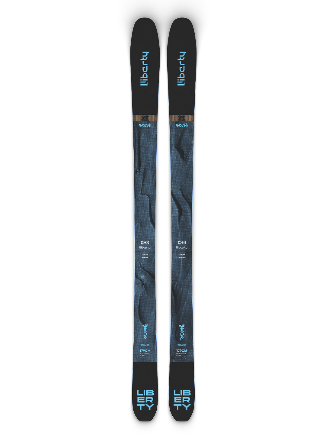 men's Liberty Radian skis, blue and black