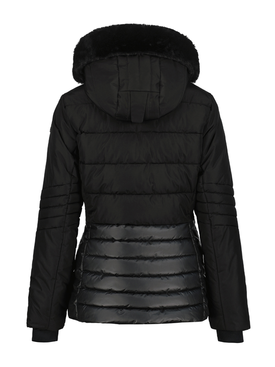 women's Luhta Halkis ski jacket, black with faux fur hood