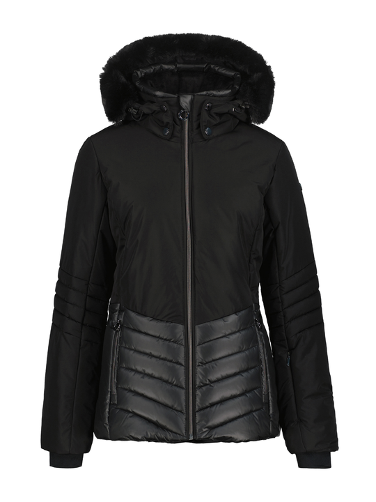 women's Luhta Halkis ski jacket, black with faux fur hood