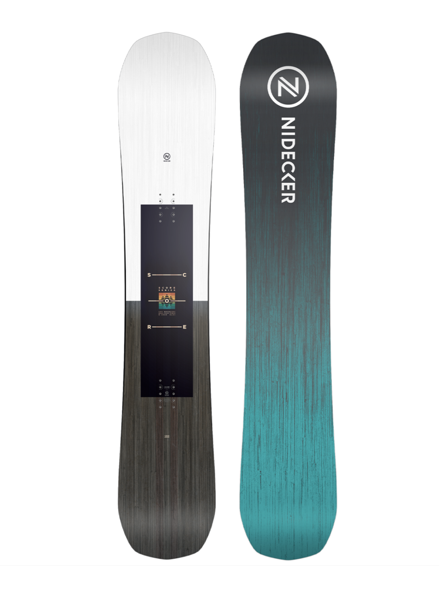 men's Nidecker Score snowboard, black and white