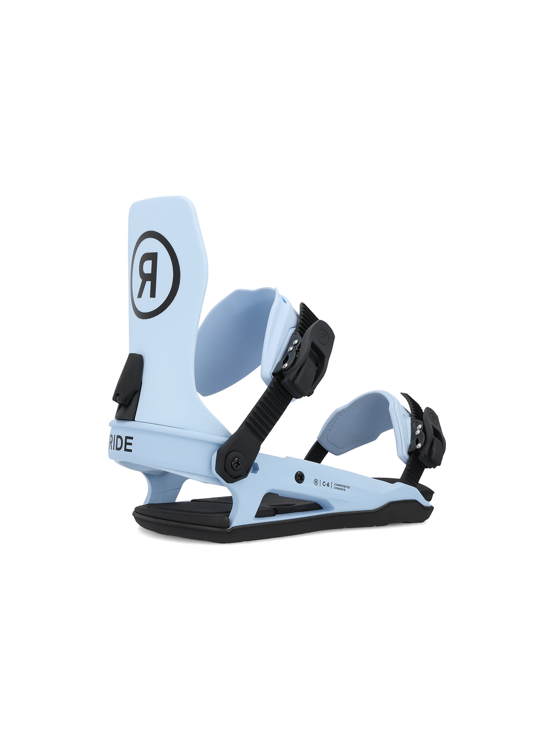 men's Ride C-6 snowboard bindings, light blue with black accents