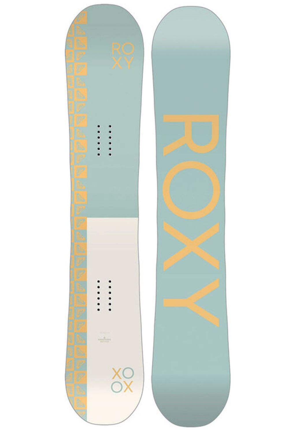 ROXY snowboard front & back on a white background