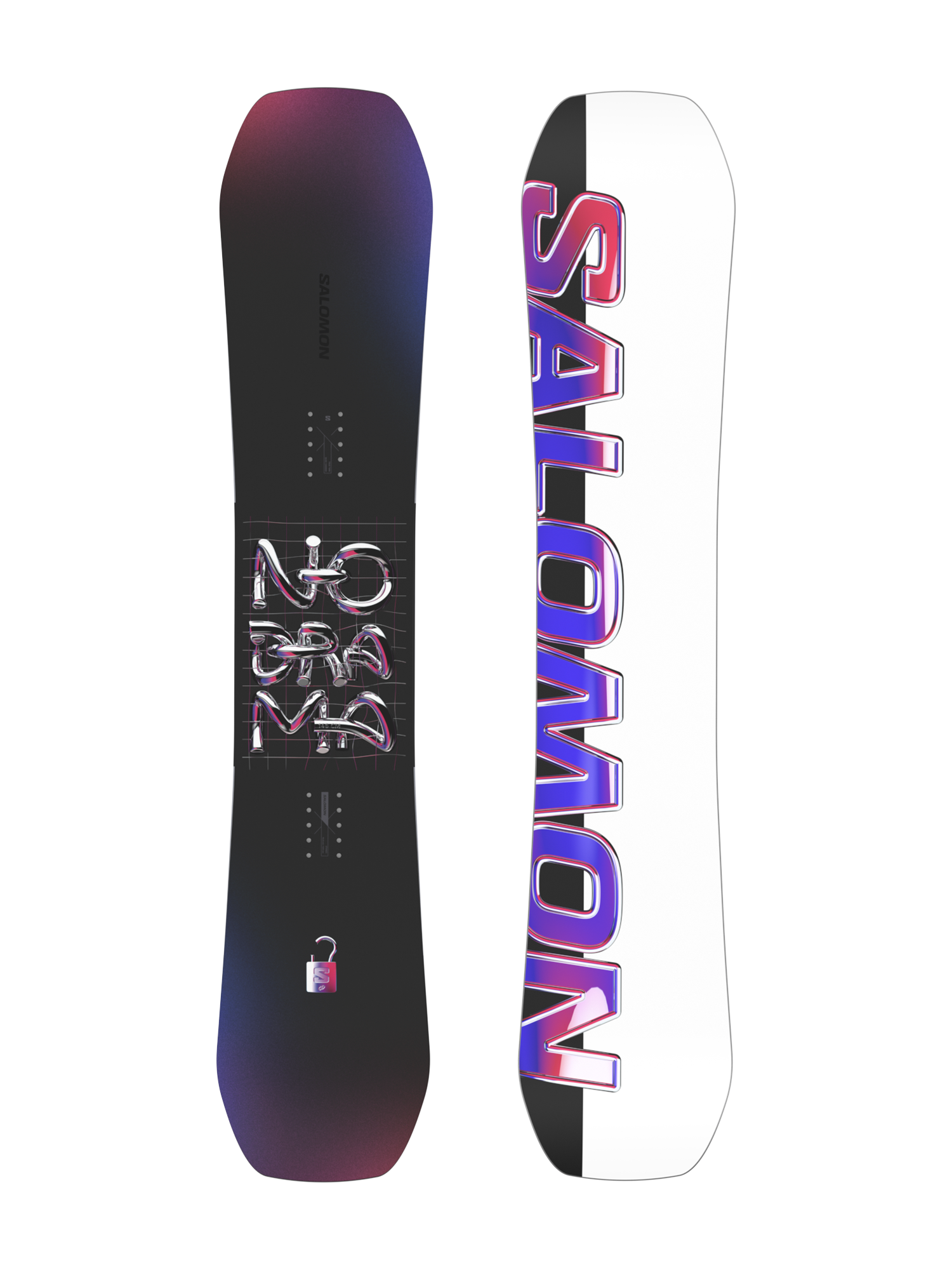 women's Salomon No Drama snowboard, black and purple
