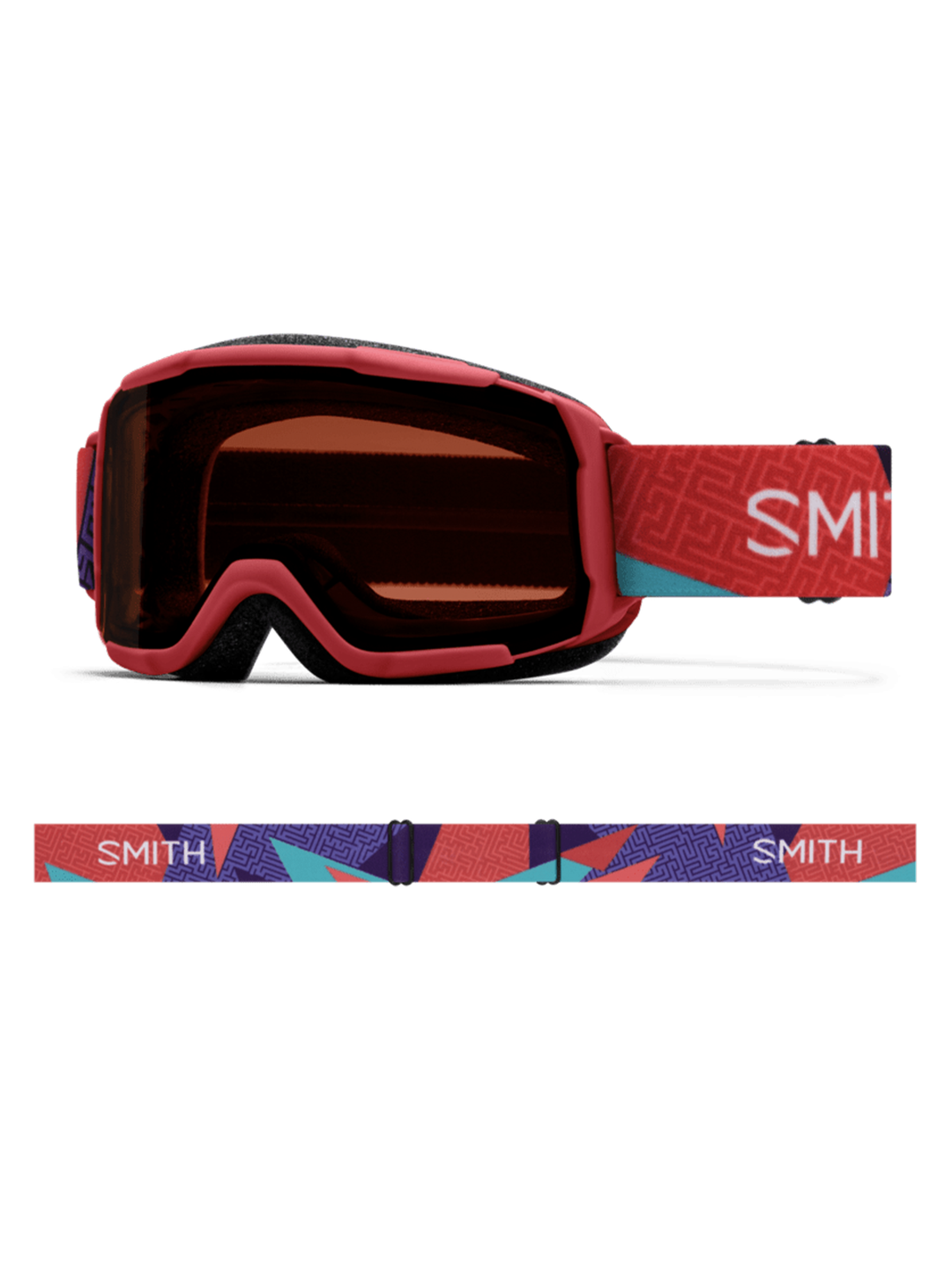 kids Smith Daredevil ski goggles, red & multicolor pattern