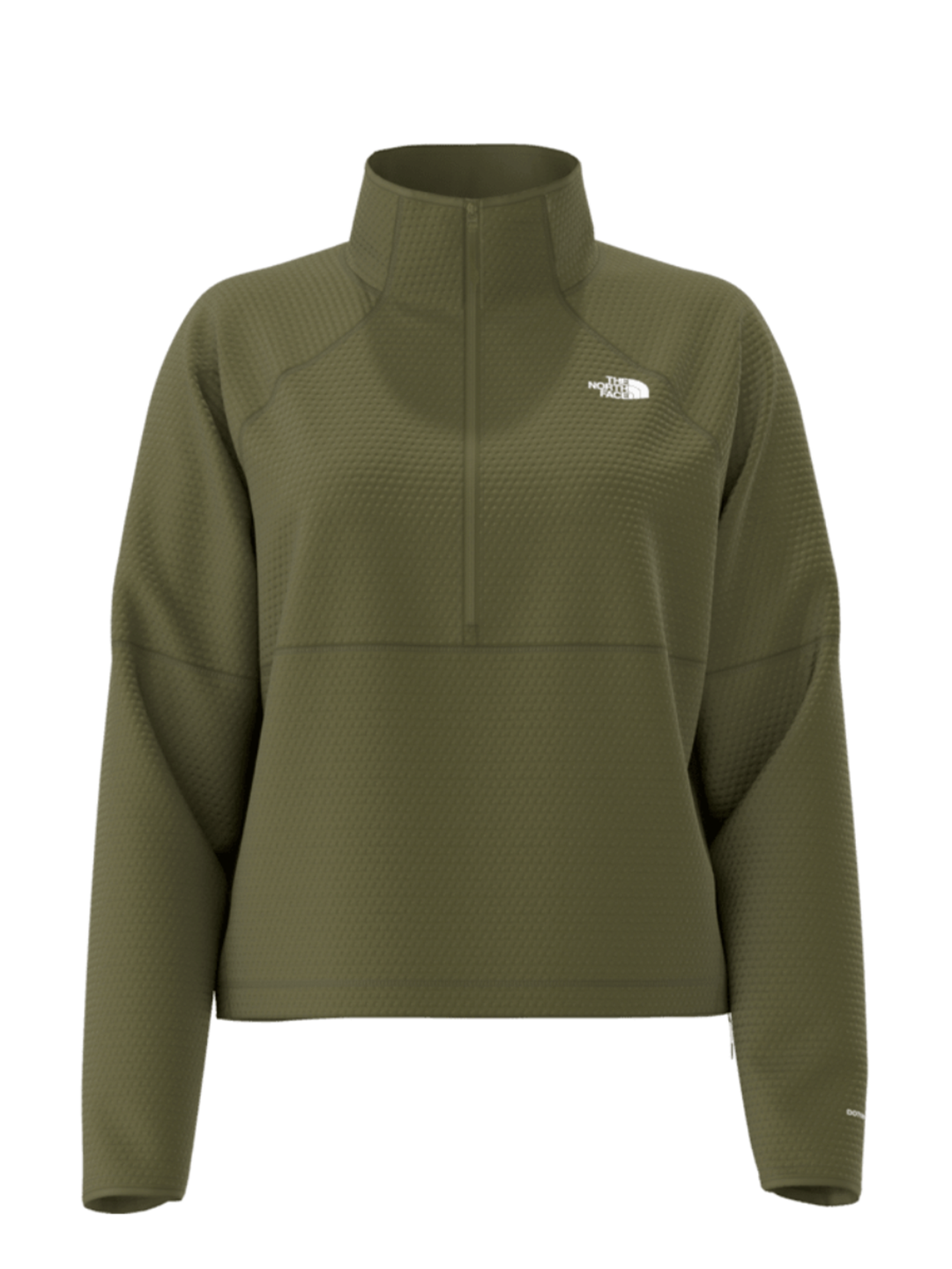 women's The North Face Dotknit thermal 1/4 zip top, olive green