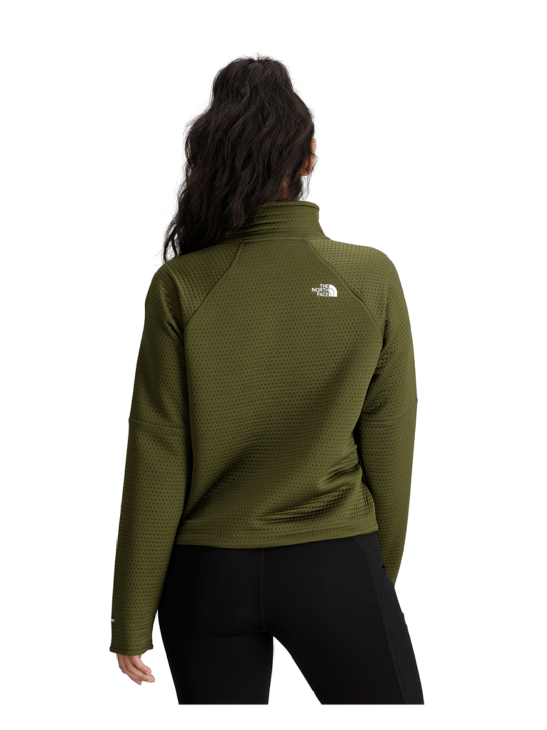 women's The North Face Dotknit thermal 1/4 zip top, olive green