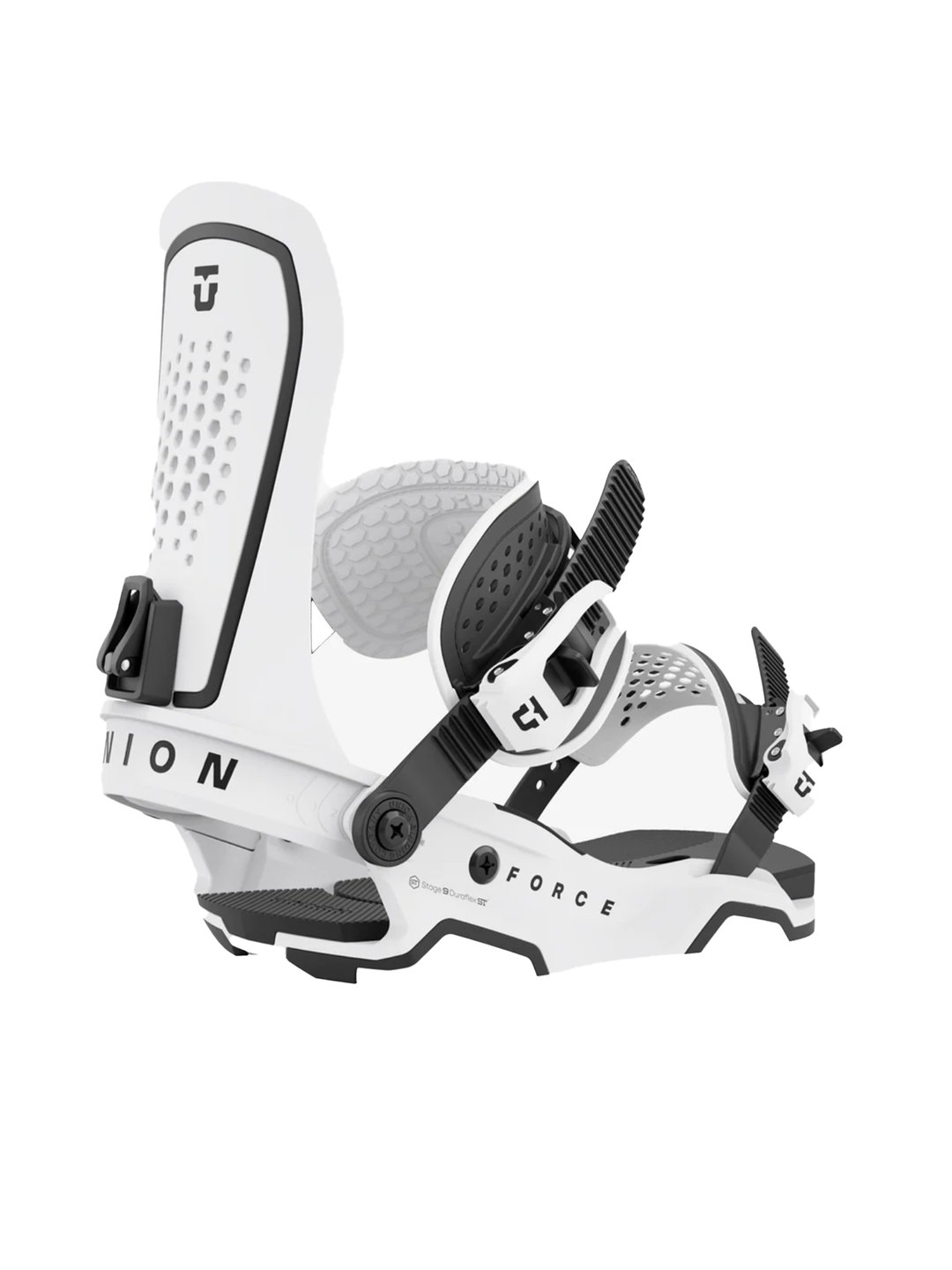 Union Force snowboard bindings, white with black accents