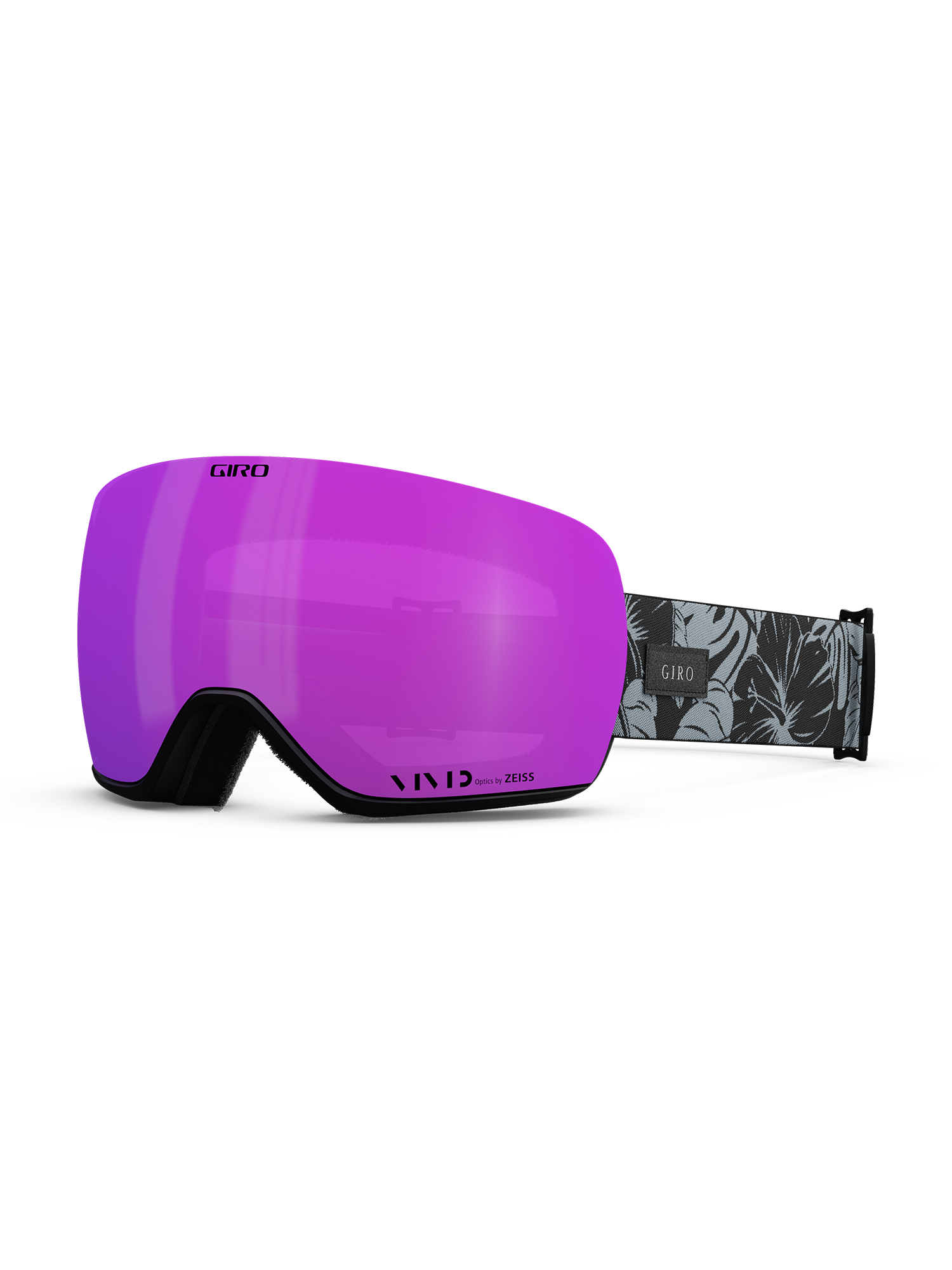 Giro Article II ski/snowboard googles, black and gray floral strap, pink lens