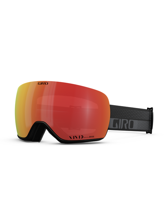 Giro Article II ski/snowboard googles, black and gray dot pattern strap, red lens