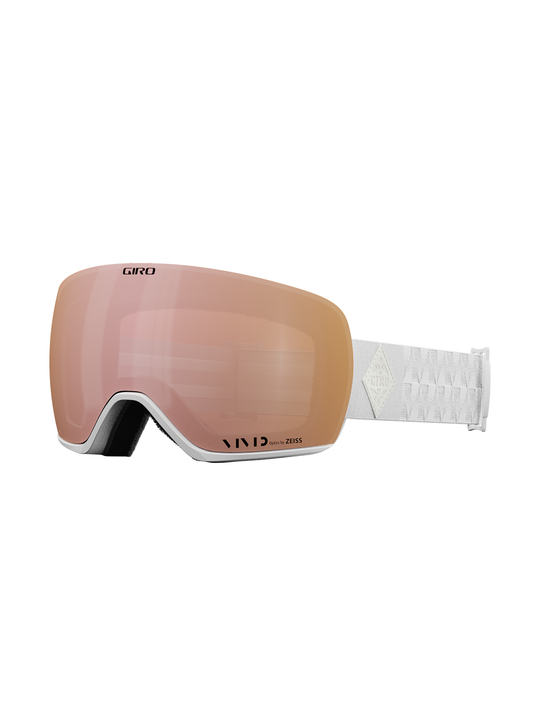 Giro Article II ski/snowboard googles, white geometric pattern strap, rose gold lens