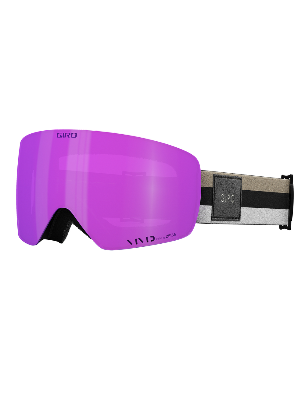 Giro Contour RS ski/snowboard goggles, black  white and tan stripe strap, pink lens