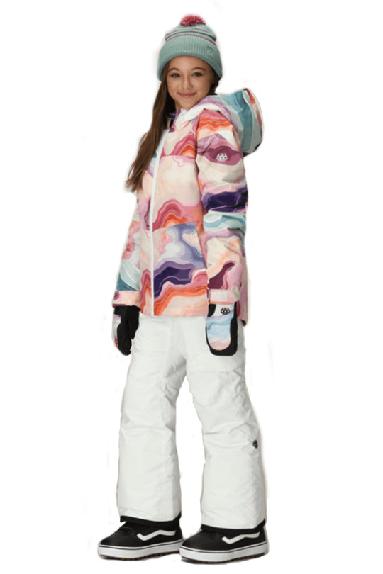 multicolored geode pattern ski jacket